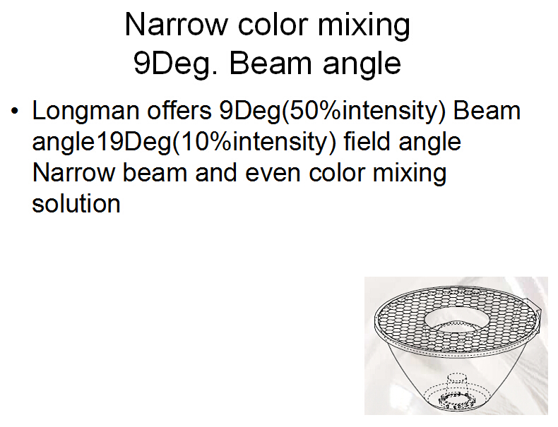 9 degree narrow color mixing solution