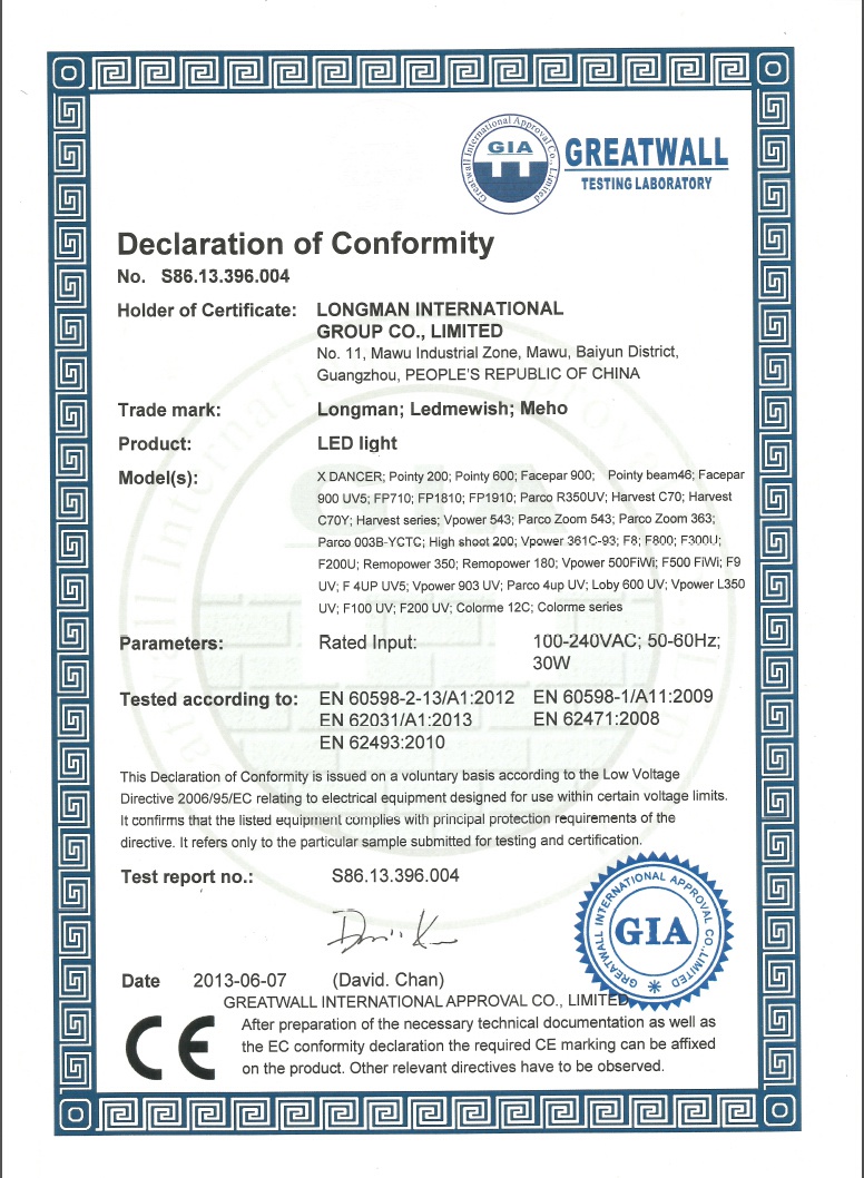 LVD certificate number S86.13.396.004