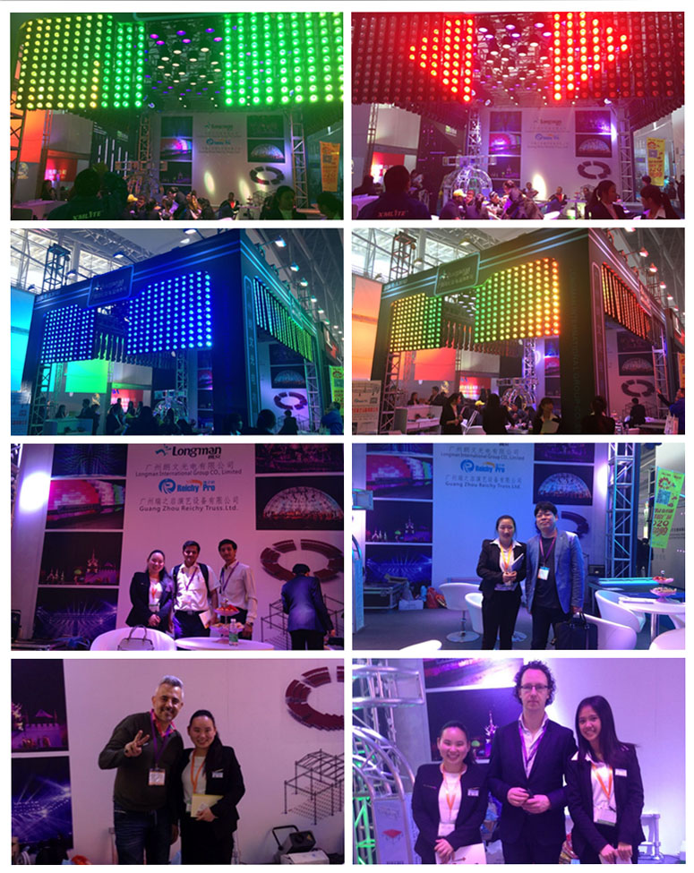 Pixel led stage light, wall washer, led par light, moving head light shown in the exhibition