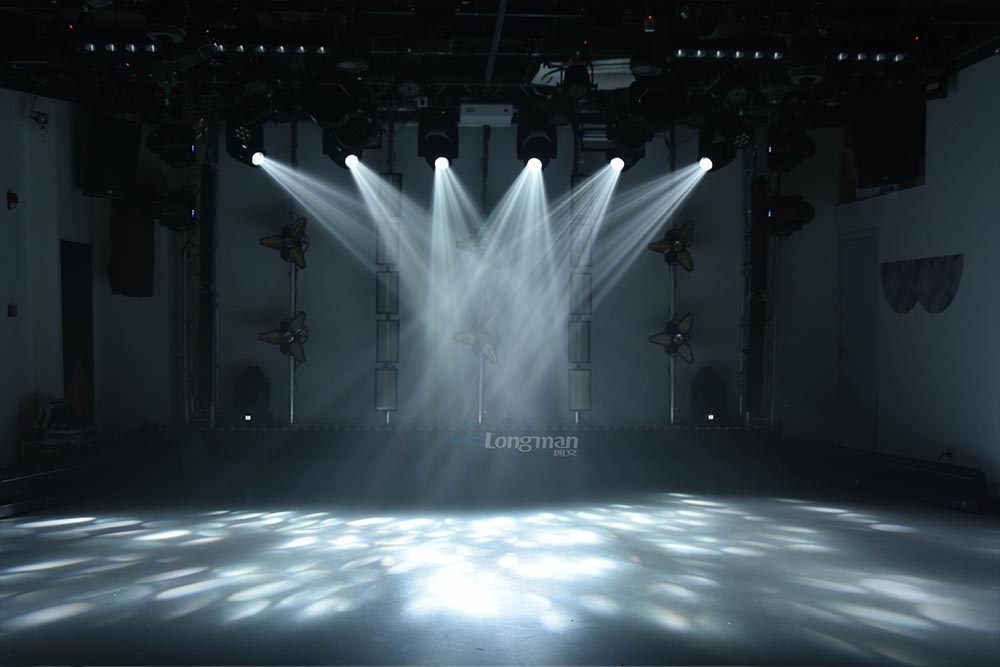 moving heads, pixel bar lights, par lights, laser lights, and profile lights.