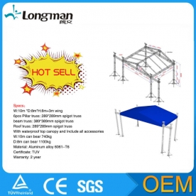 Free shipping:Spigot truss Roof Stage Roof System – 10m x 8m long and wide and 8m high